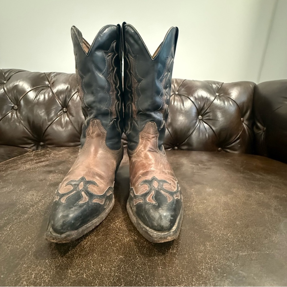 Boulet Women's Black and Brown Western Boots Size 8